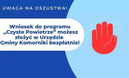 noebieskie tło czerwona dłoń i napisy