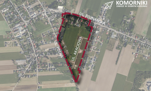 Zapraszamy na spotkanie otwarte dotyczące projektu miejscowego planu zagospodarowania przestrzennego części wsi Chomęcice- mapa terenu objętego koncepcją zagospodarowania 