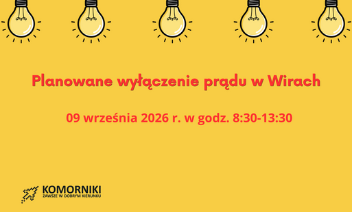 Grafika informująca o planowanym wyłączeniu prądu w Wirach