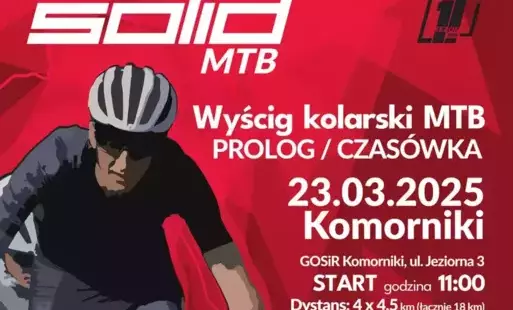 CZERwONE TŁO, NAPISY, ROWERZYSTA