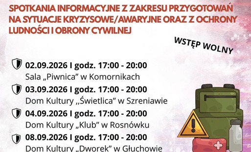 Zdjęcie do Czy wiesz, jak zachować się w sytuacji awaryjnej? Cykl spotkań informacyjnych w Gminie Komorniki