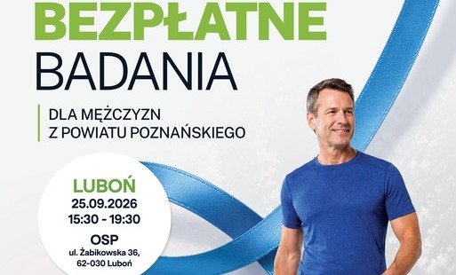 Plakat informujący o darmowym badaniu poziomu PSA dla mężczyzn