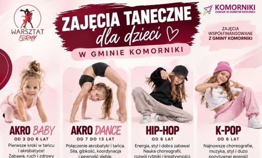 Plakat infirmujący o zajęciach tanecznych w Wirach i Chomęcicach