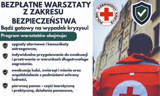 Zdjęcie do Zapraszamy na bezpłatne warsztaty z zakresu bezpieczeństwa prowadzone przez Polski Czerwony Krzyż