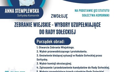 Zebranie wiejskie w Komornikach- wybory uzupełniające do Rady Sołeckiej